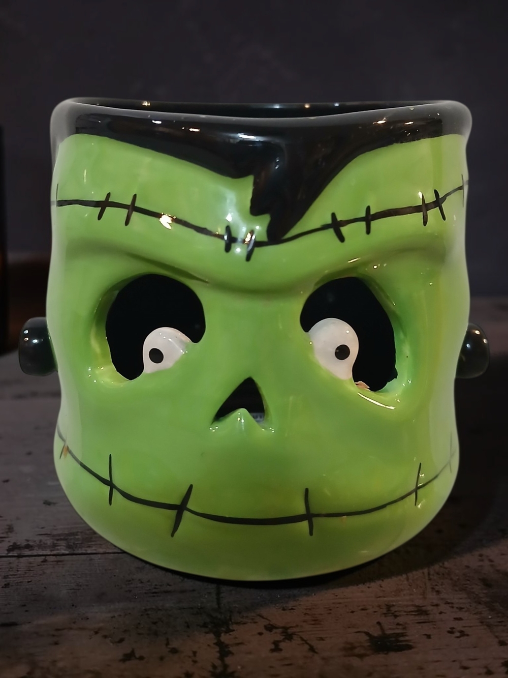 Green Frankenstein Ceramic Mini/Tealight Candle Holder